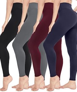 CTHH 4 Pack Leggings for Women-High Waisted Non See-Through Yoga Pants Tummy Control Workout Gym Tights