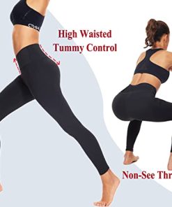 CTHH 4 Pack Leggings for Women-High Waisted Non See-Through Yoga Pants Tummy Control Workout Gym Tights